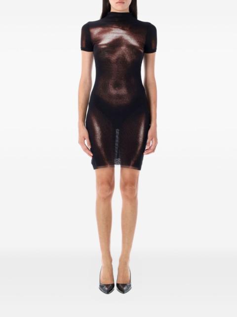 mesh body-print mini dress