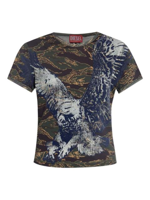 eagle-print camouflage T-shirt