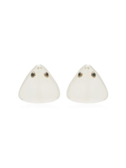 White Gold Diamond Toothed Shark Hoop Earrings white