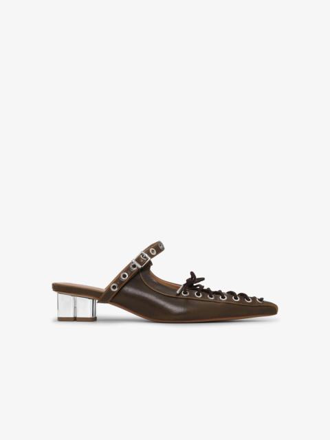 DARK-OLIVE OLEATEX LACE-UP MULES