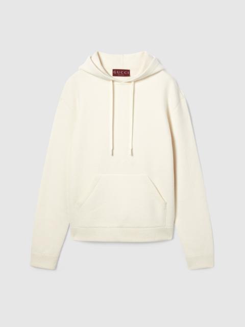 Wool cashmere piquet knit sweatshirt