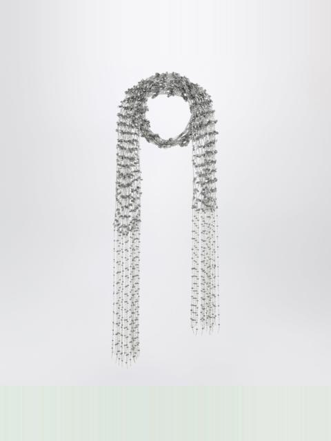 Silver beaded scarf with fringes