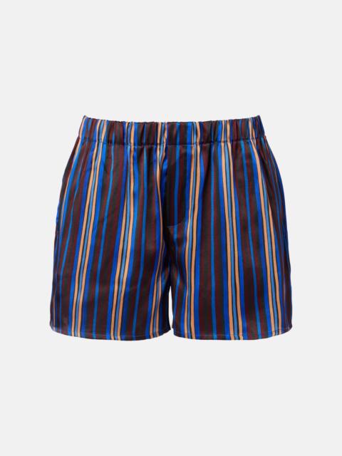 Franca striped silk charmeuse pajama shorts