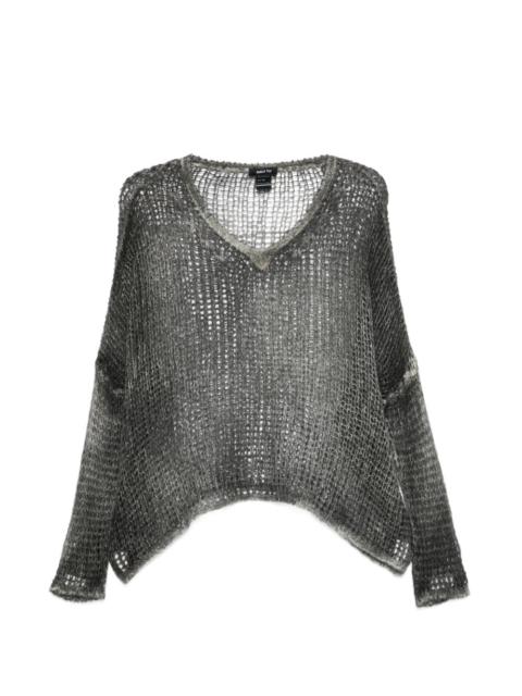 V-neck open-knit sweater