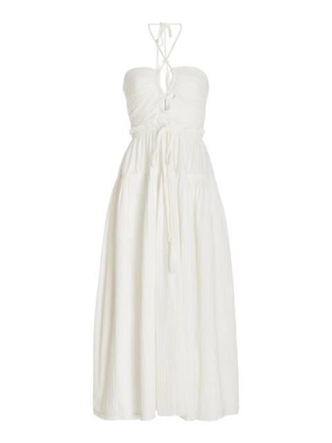 Emmaline Cotton Midi Halter Dress white