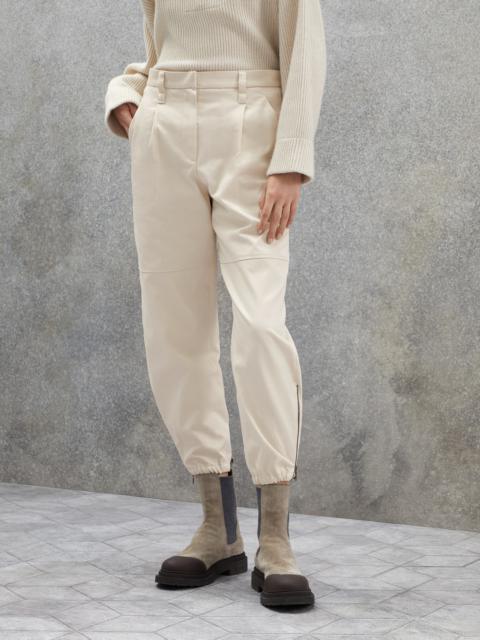Dyed couture denim utility track trousers with monili