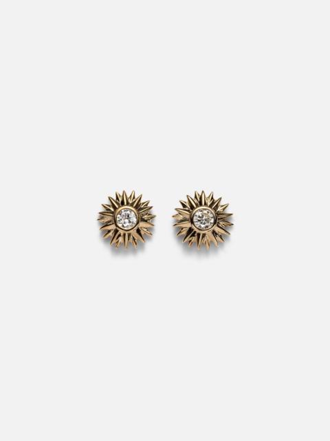 Sunburst 14kt gold earrings with diamonds