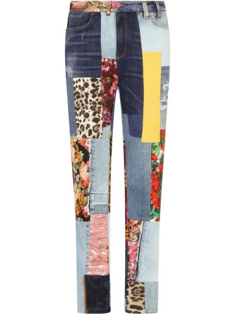 patchwork skinny jeans