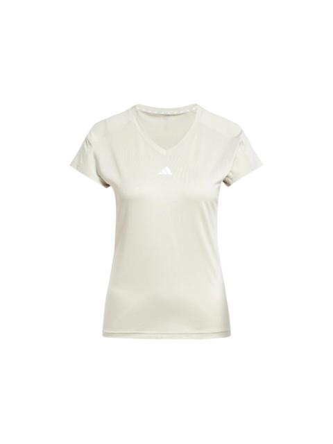 adidas Women's Aeroready Train Essentials Minimal Branding V-Neck T-Shirt Wonder Alumina/White