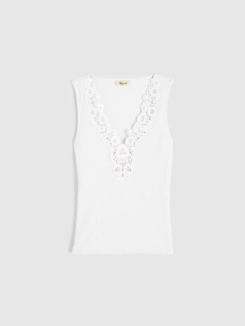 Lace-Trim V-Neck Tank