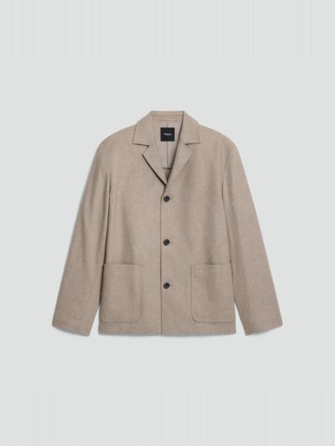 Three-Button Blazer in Cashmere-Blend Flannel