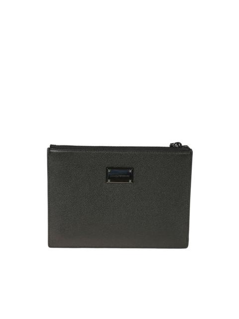 leather plaque clutch bag