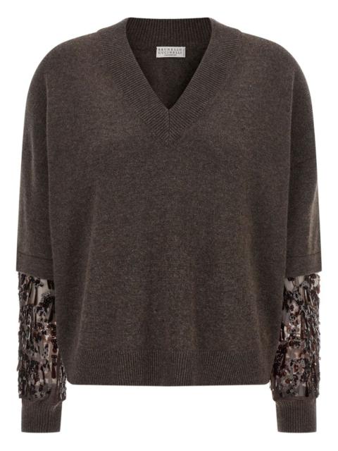 sequin-embellished cashmere sweater