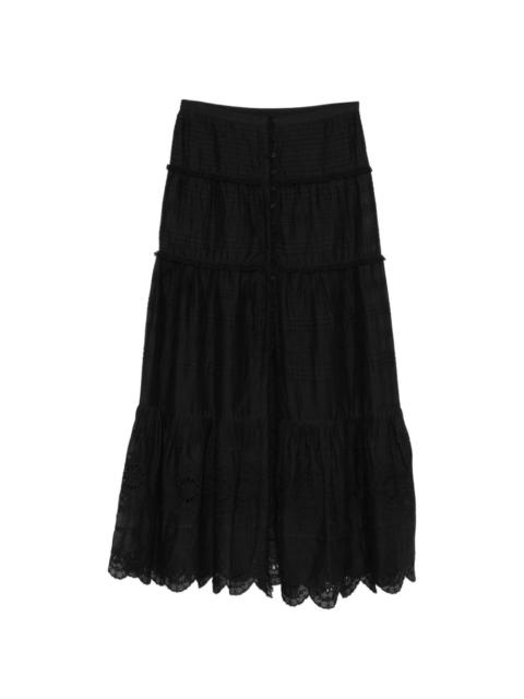 Paoline tiered-deisgn lace skirt