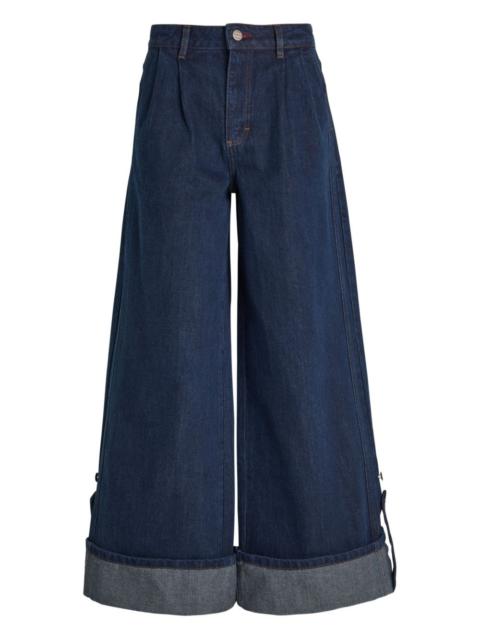 pleated cuff culottes jeans