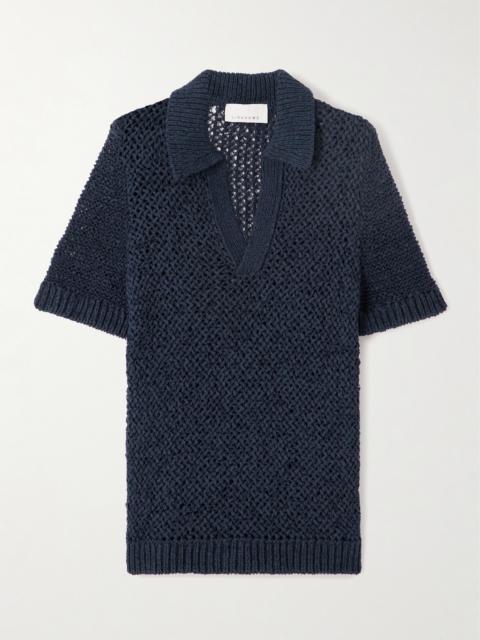 Open-knit Organic Cotton-blend Polo Shirt