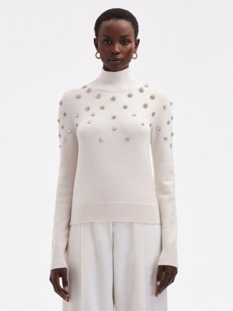 CRYSTAL EMBROIDERED TURTLENECK