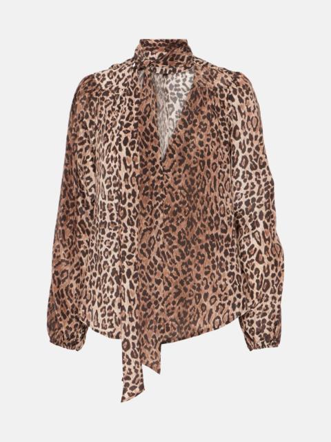Moss leopard-print silk blouse