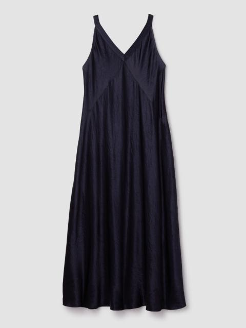 Textured Satin V-Neck Dress