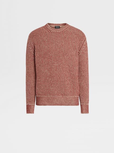 DARK RED AND LIGHT TAUPE OASI CASHMERE CREWNECK