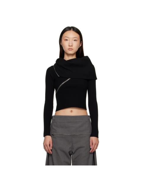 Black Zipped Turtleneck