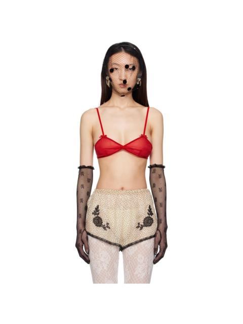 Red Silk Chiffon Bra