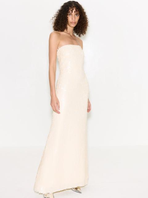 Sculpty Strapless Sequin Dress In Bone