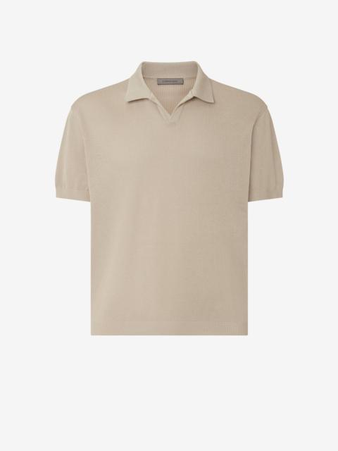 Sandy beige lisle thread polo shirt