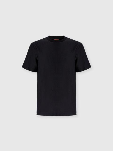 Tone-on-tone zig zag cotton jersey crewneck T-shirt