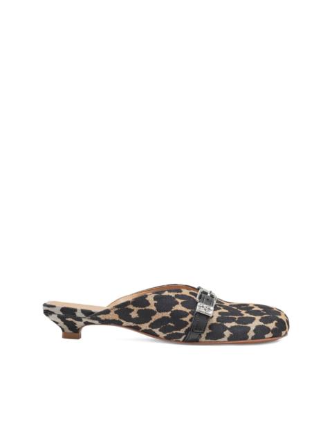 buckle leopard-print mules