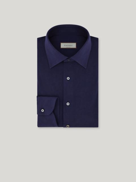 MIDNIGHT BLUE STRETCH COTTON REGULAR-FIT SHIRT
