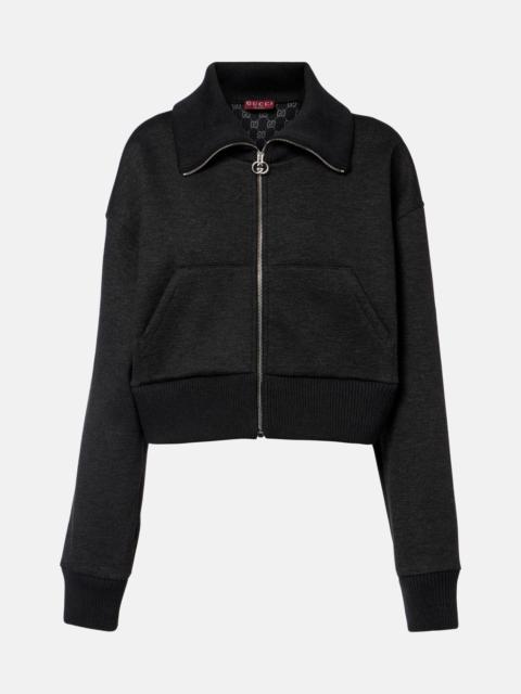 Cropped zip-up sweatshirt