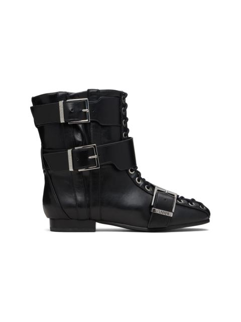 Black Eyelets Lace Up Boots