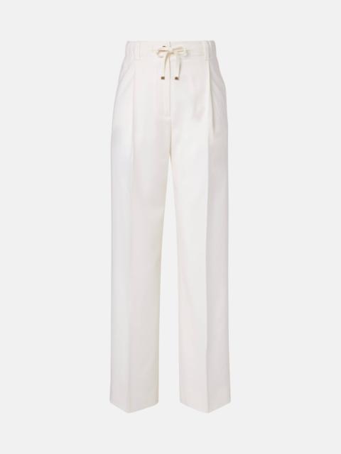 Pleated wool straight pants
