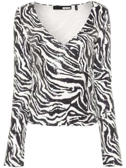 zebra-print sequinned top