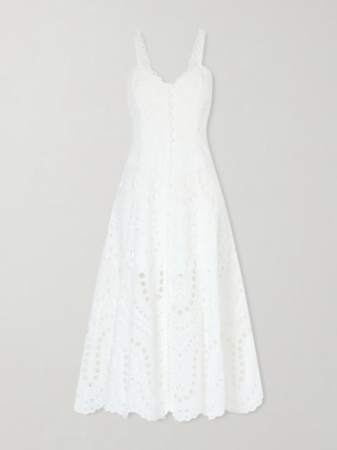 Solace Broderie Anglaise Cotton-blend Midi Dress