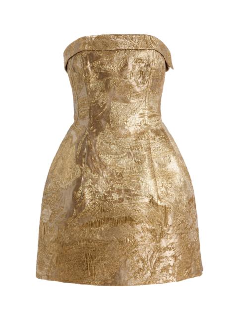 Ariani Metallic-Jacquard Bustier Mini Dress gold