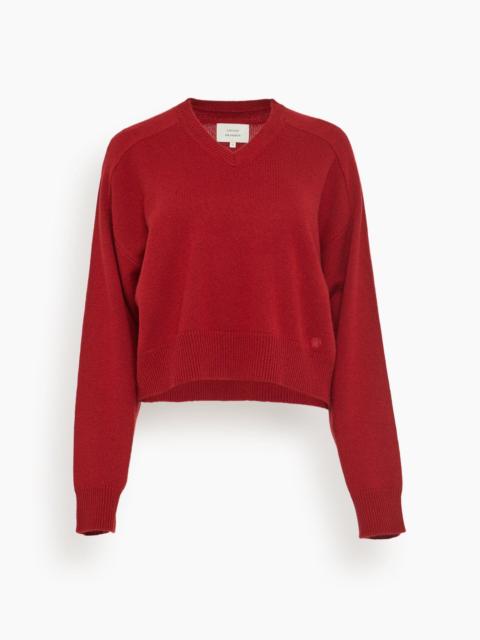 Anzor V-Neck Boxy Sweater in Burgundy