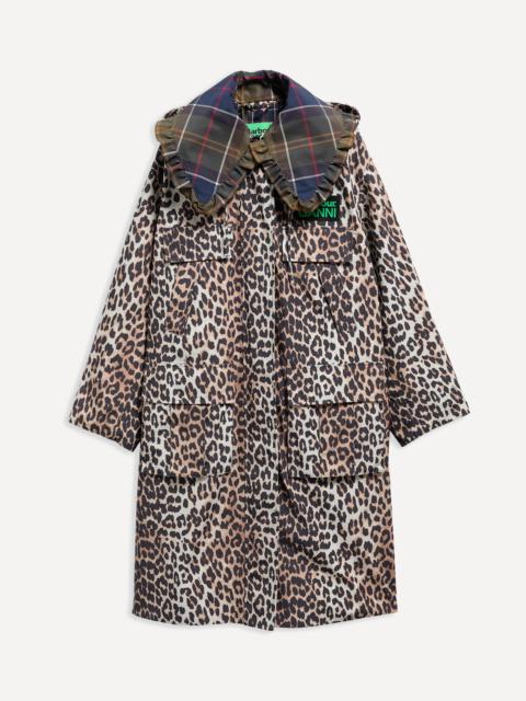 x GANNI Leopard Print Waterproof Parka Jacket