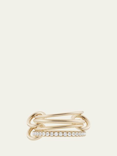 18K Yellow Gold Pisces 4-Link Pave White Diamond Ring