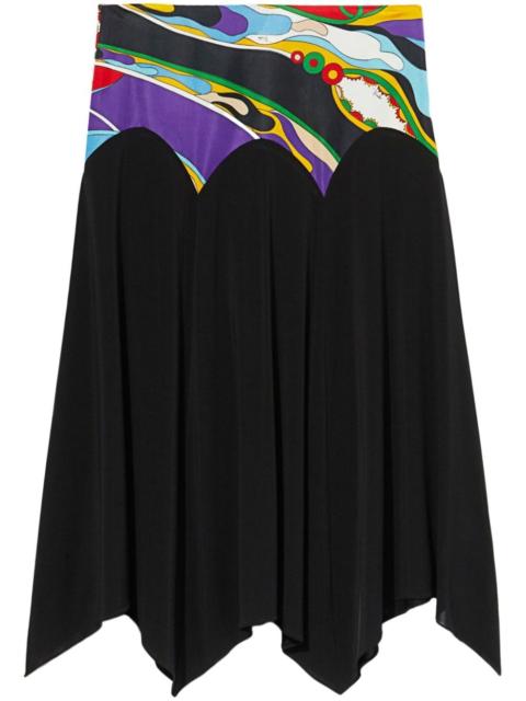 Orchidee-print detail midi skirt