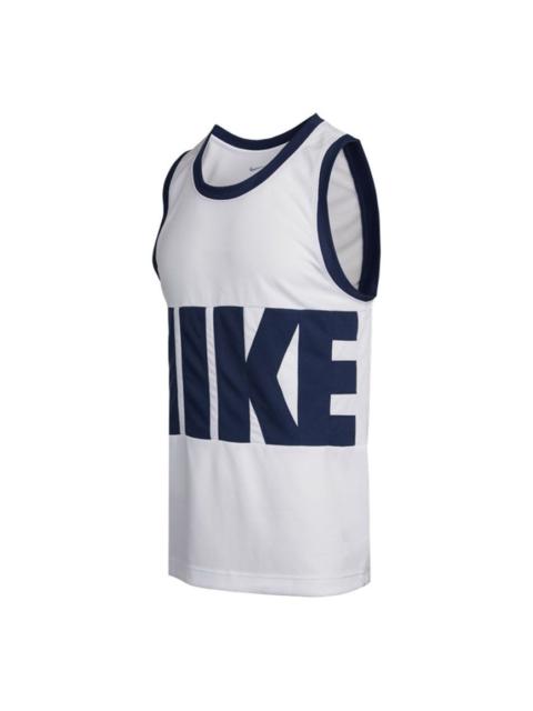 Nike Letter Big Logo Sports Basketball Vest Men's White DA1042-100