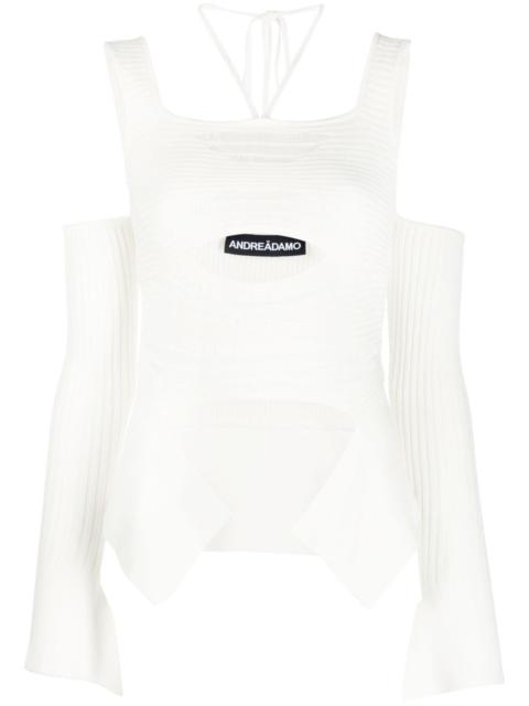 cut-out detail ribbed knit top
