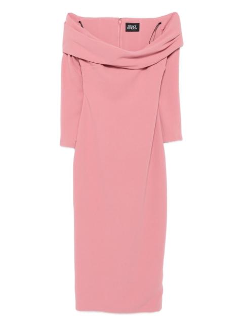 Yuni off-shoulder draped midi dress
