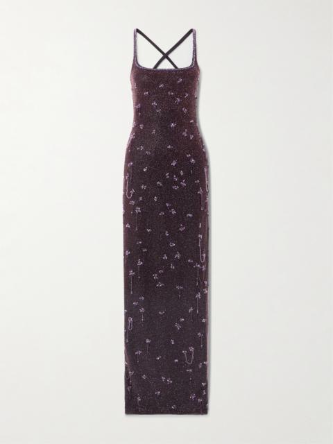 Wisteria Embellished Stretch-mesh Gown