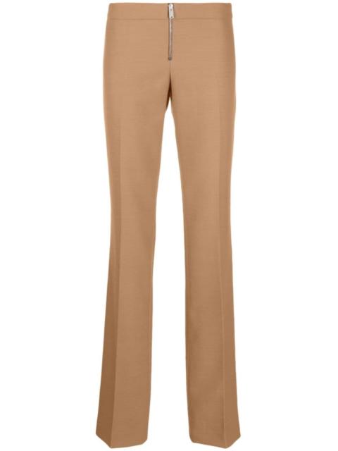 zip-up slim-fit trousers