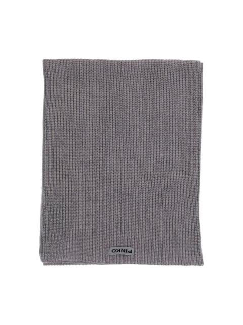ribbed logo-label scarf