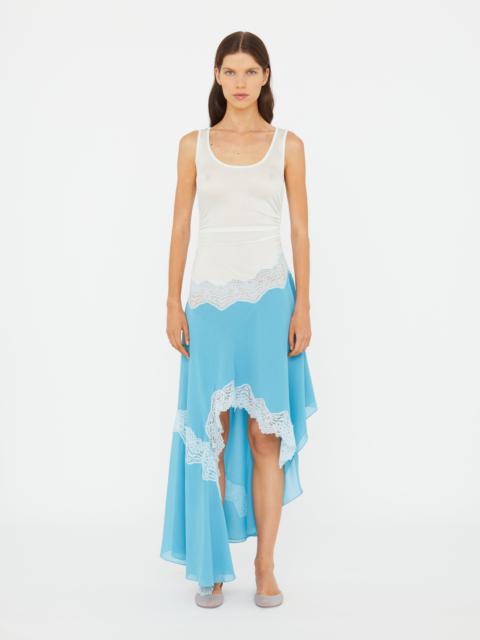 Cutaway Lace Gathered Tank Dress