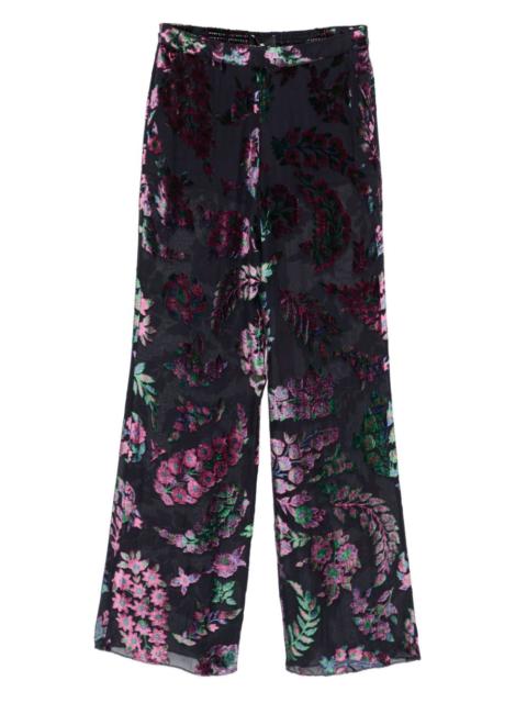 floral-print velvet pants