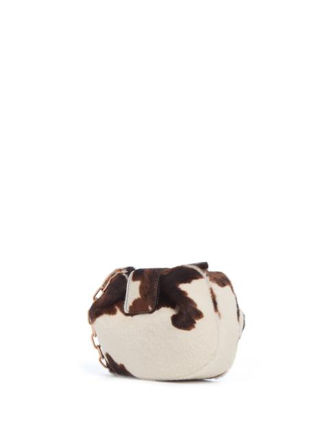 Soft Demi Clutch with Chain in Ivory Cognac Multi Pony Hair